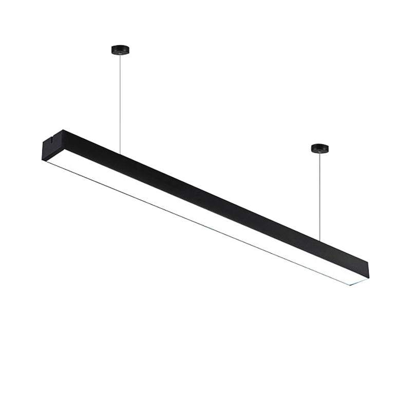 23,5 "/35,5"/47 "Lange LED Hängende Beleuchtung mit schlanker rechteckiger linearer Metallschatten Minimaler Silber/Weiß -Weiß -Deckenlampe, 5"/8 "/12" breit