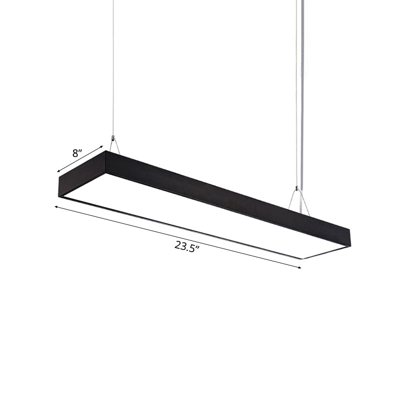 23,5 "/35,5"/47 "Lange LED Hängende Beleuchtung mit schlanker rechteckiger linearer Metallschatten Minimaler Silber/Weiß -Weiß -Deckenlampe, 5"/8 "/12" breit