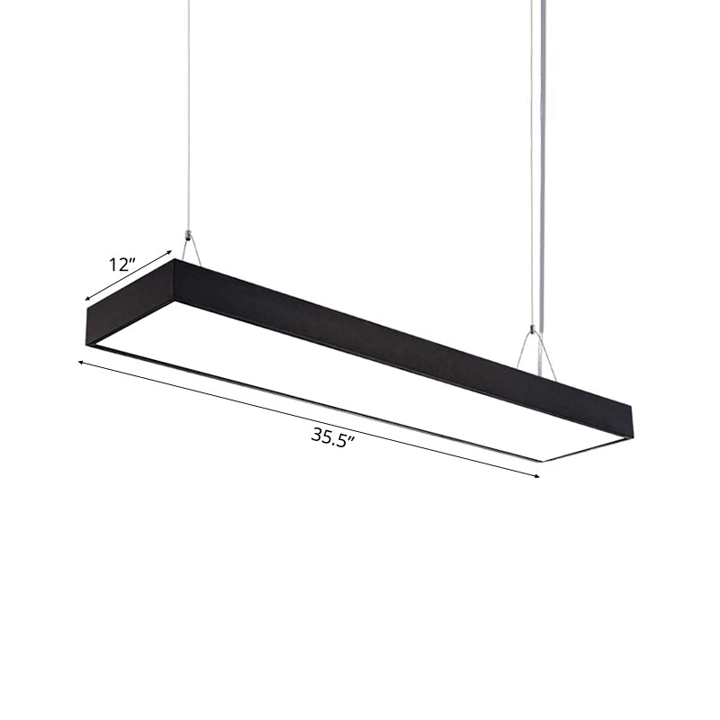 23,5 "/35,5"/47 "Lange LED Hängende Beleuchtung mit schlanker rechteckiger linearer Metallschatten Minimaler Silber/Weiß -Weiß -Deckenlampe, 5"/8 "/12" breit