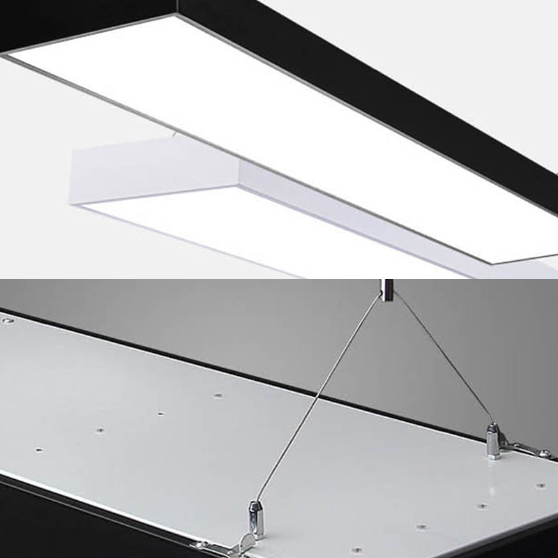 23,5 "/35,5"/47 "Lange LED Hängende Beleuchtung mit schlanker rechteckiger linearer Metallschatten Minimaler Silber/Weiß -Weiß -Deckenlampe, 5"/8 "/12" breit