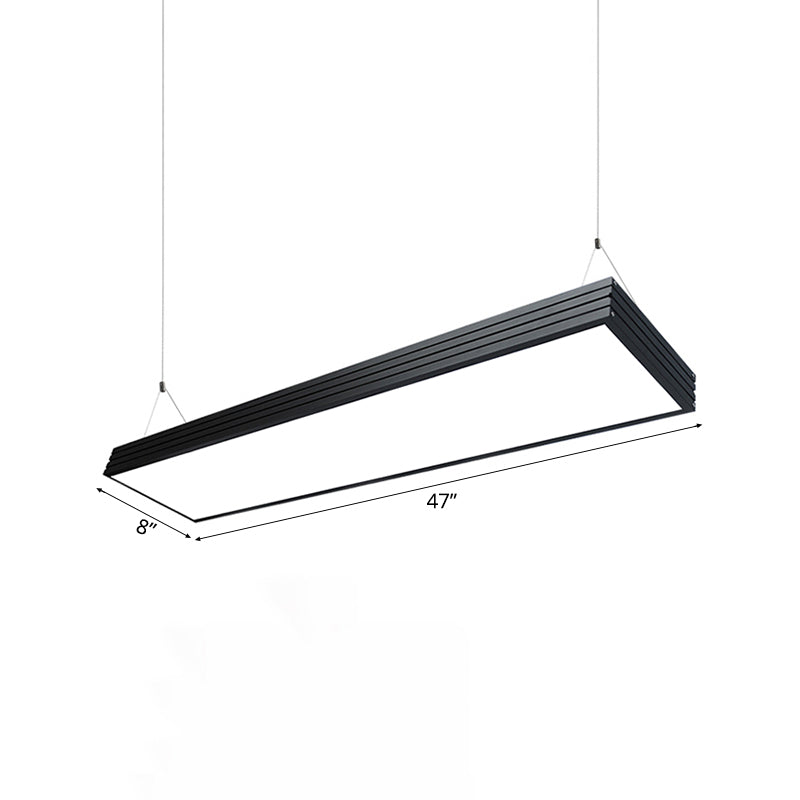 Lámpara colgante de oficina LED con caja de metal sencilla simplicidad plateada/plateada lámpara de techo negro para comedor, 8 "/12" de ancho