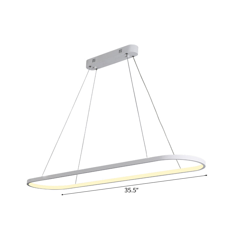Simplicità del ciondolo a goccia ovale acrilica 27 "/35.5"/47 "Luce a traffico a trazione in bianco/nero a LED sul tavolo in tavola calda/bianca/telecomandata