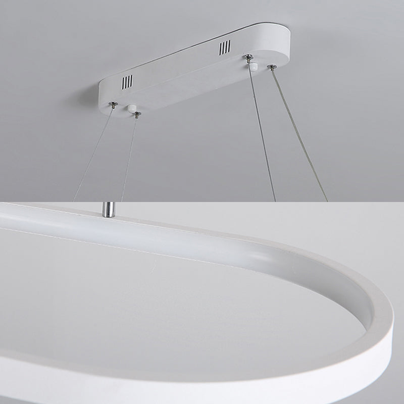 Simplicità del ciondolo a goccia ovale acrilica 27 "/35.5"/47 "Luce a traffico a trazione in bianco/nero a LED sul tavolo in tavola calda/bianca/telecomandata