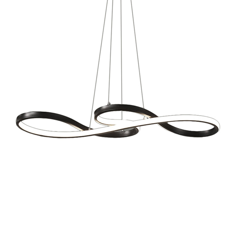 Modernism LED Ceiling Pendant with Acrylic Shade Black/White/Gold Twisted Hanging Lamp in Warm/White/Natural Light, 29.5"/39" Wide