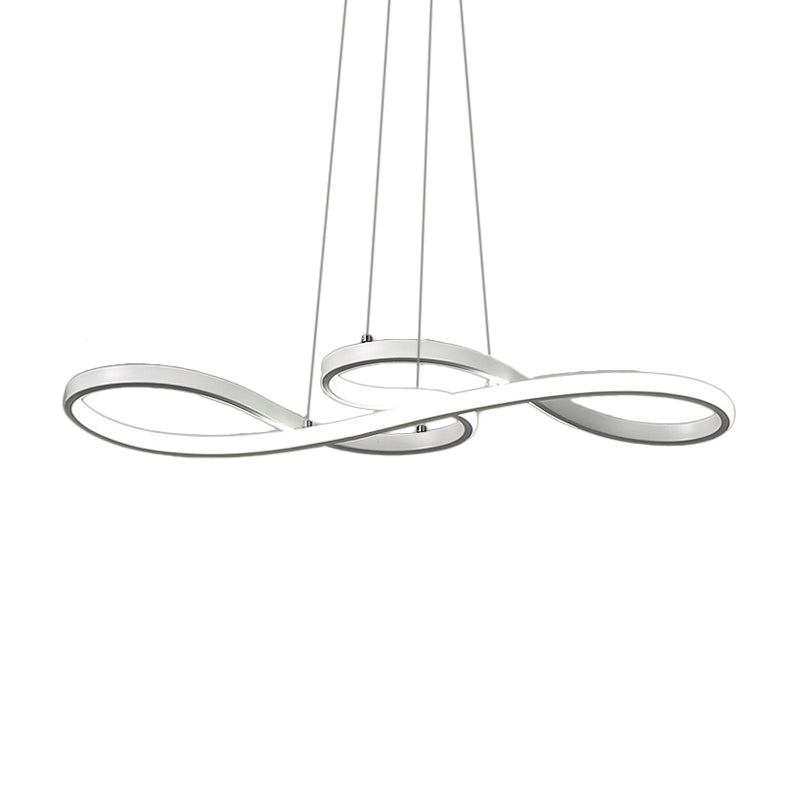 Modernism LED Ceiling Pendant with Acrylic Shade Black/White/Gold Twisted Hanging Lamp in Warm/White/Natural Light, 29.5"/39" Wide