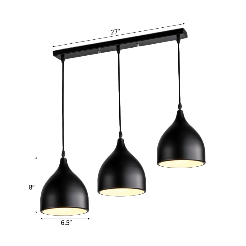 Bell Multi -Light -Anhänger im modernen Metall 3 Lichter schwarz/weiß hängende Deckenlicht mit runden/linearen Baldachin