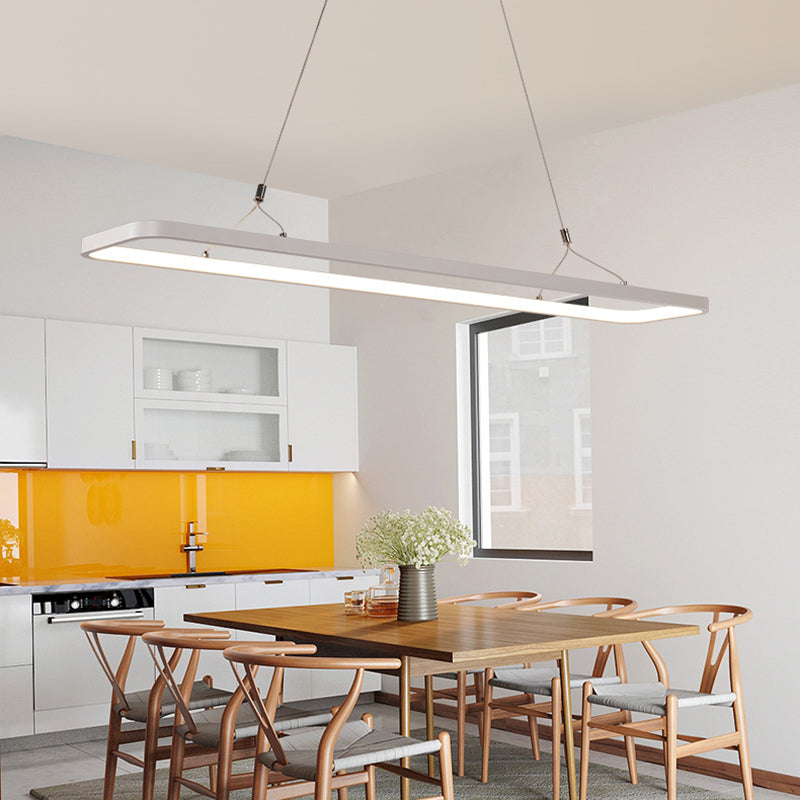 Linear Kitchen Suspension Pendant Acrylic 39"/47" Wide LED Simple Ceiling Light over Island in Warm/White Light