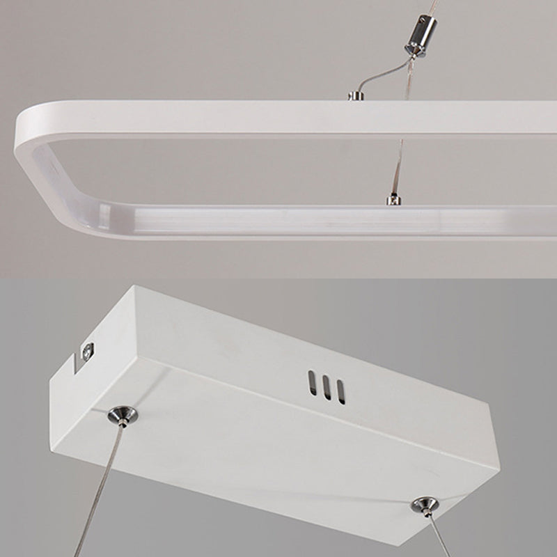 Colgante de suspensión de cocina lineal acrílico 39 "/47" LED de techo simple de ancho de ancho sobre isla con luz cálida/blanca