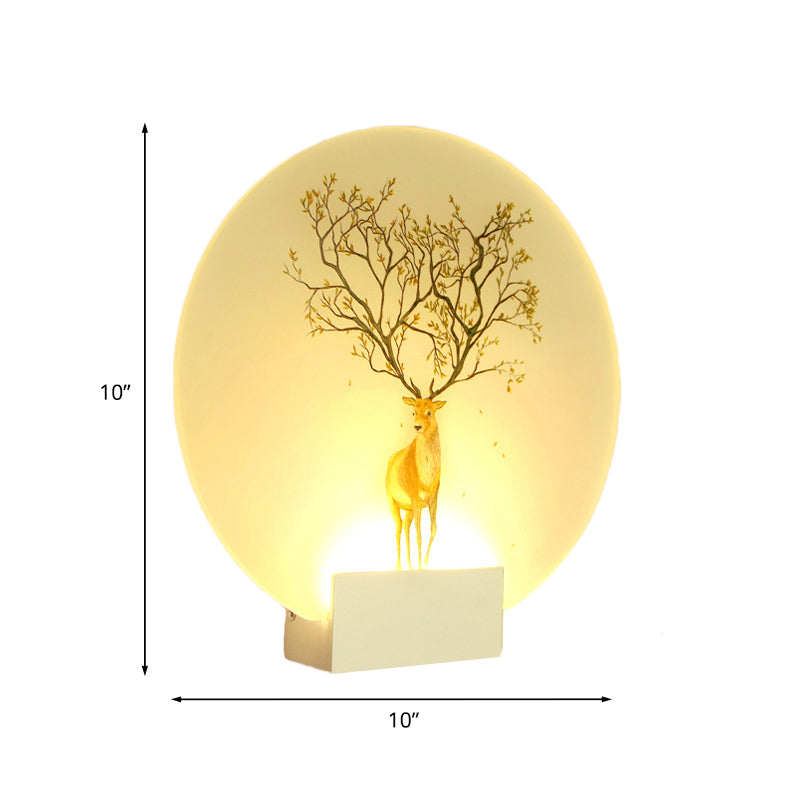 Soggiorno circolare salotto lampada da parete alce a led acrilica a parete in stile cinese luce murale in bianco
