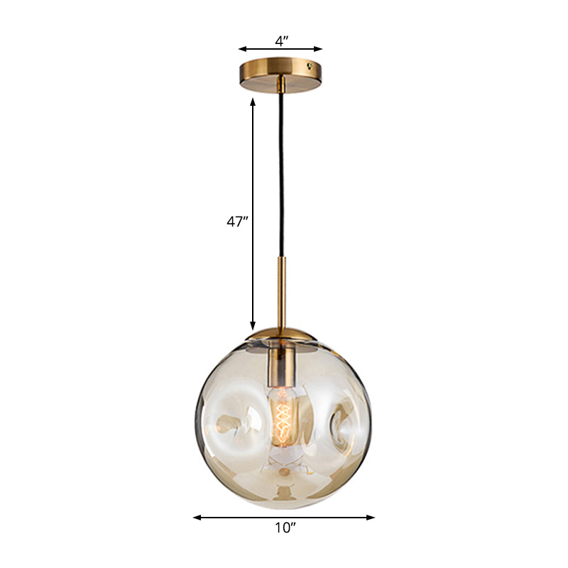 Pendre de style moderne 1 Bulbe Lumière avec une teinte en verre concave Silver / Red Global Hanging Lightture pour le restaurant