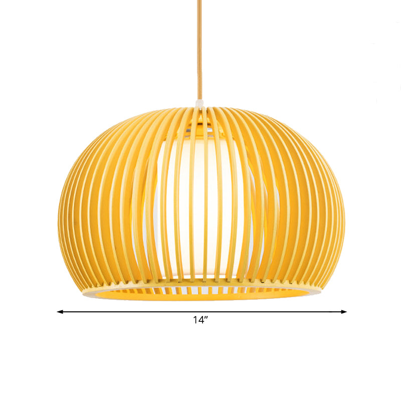 Rustieke koepelschaduw slinger lichten houten 1 bol plafond hanglampje met cilinderstof in de stoffen binnenin