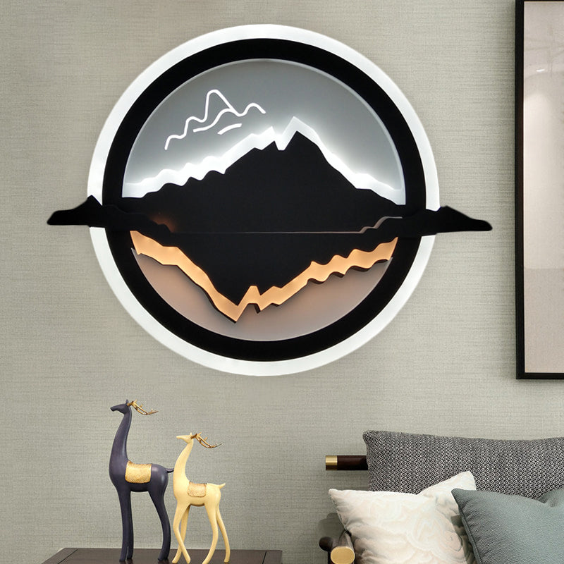 Lampada murale arrotondata Black Stile semplicità LED LED Lighting Acrilic Wall Monted With Moon and Star Pattern