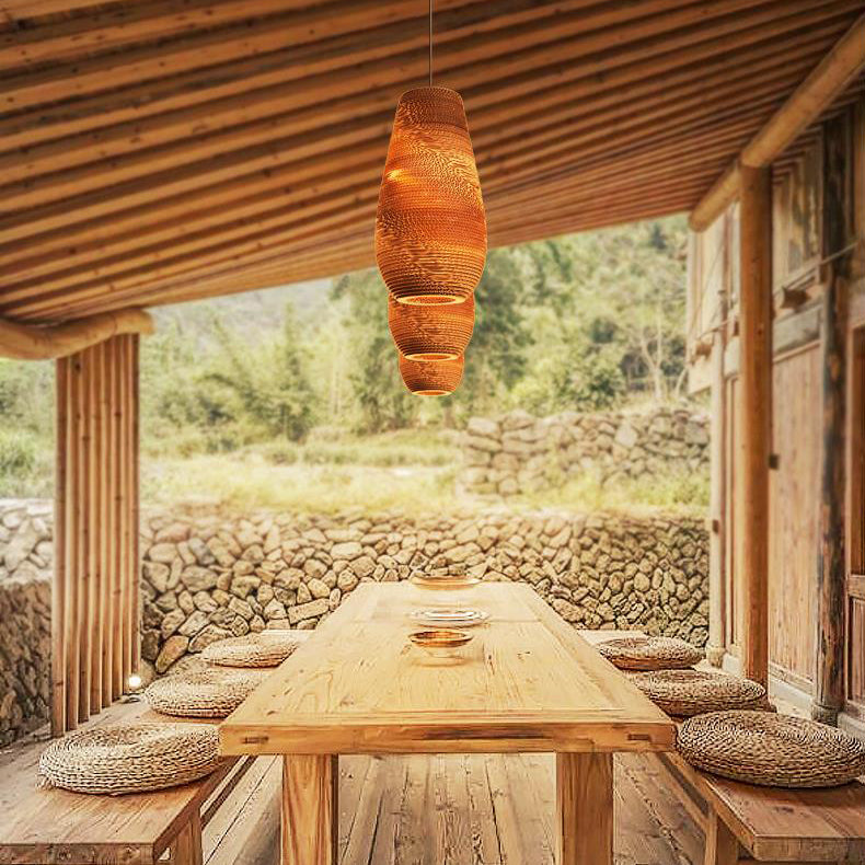 Pergamentpapier vase geformte hängende helle asiatische Single -Anhänger -Hell in Brown für das Restaurant