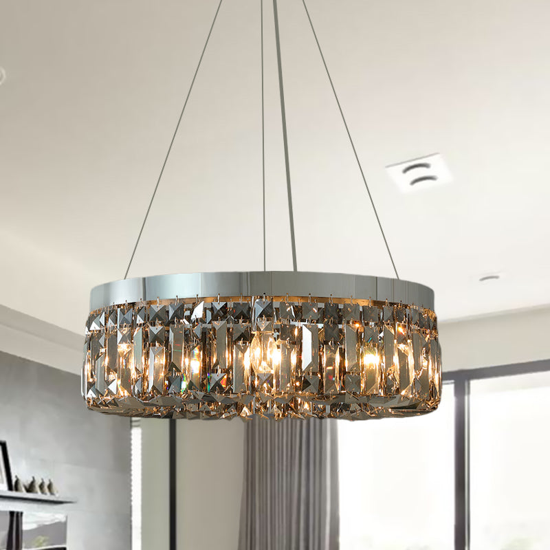 K9 Crystal Prism Smoke Grey Drop lampada round 6 teste Lampada del lampadario in stile moderno