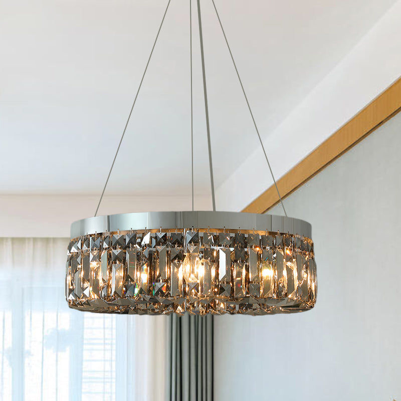 K9 Crystal Prism Smoke Grey Drop lampada round 6 teste Lampada del lampadario in stile moderno