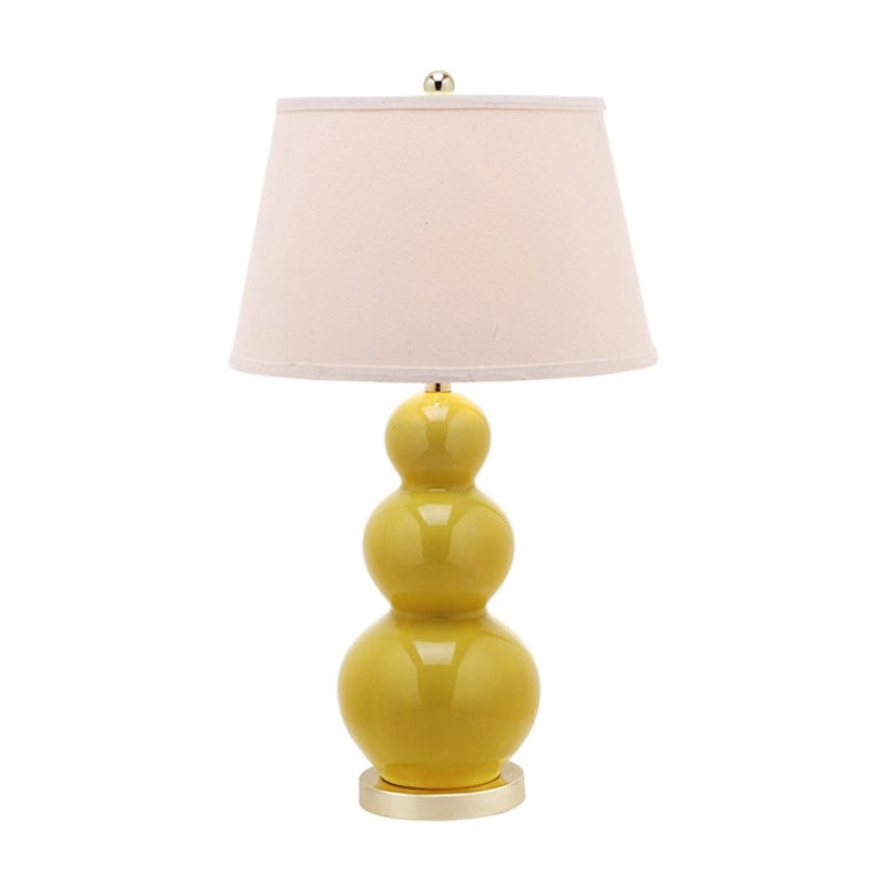 Lampada da tavolo in tessuto a forma conica in stile tradizionale con 1 lampadina in giallo per soggiorno
