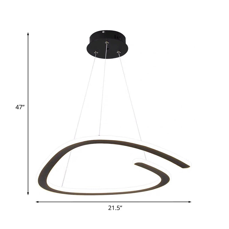 Schwarz getrennte Dreieck Kronleuchter Einfachheit LED Metallic Suspension Light in Weiß/warmes Licht