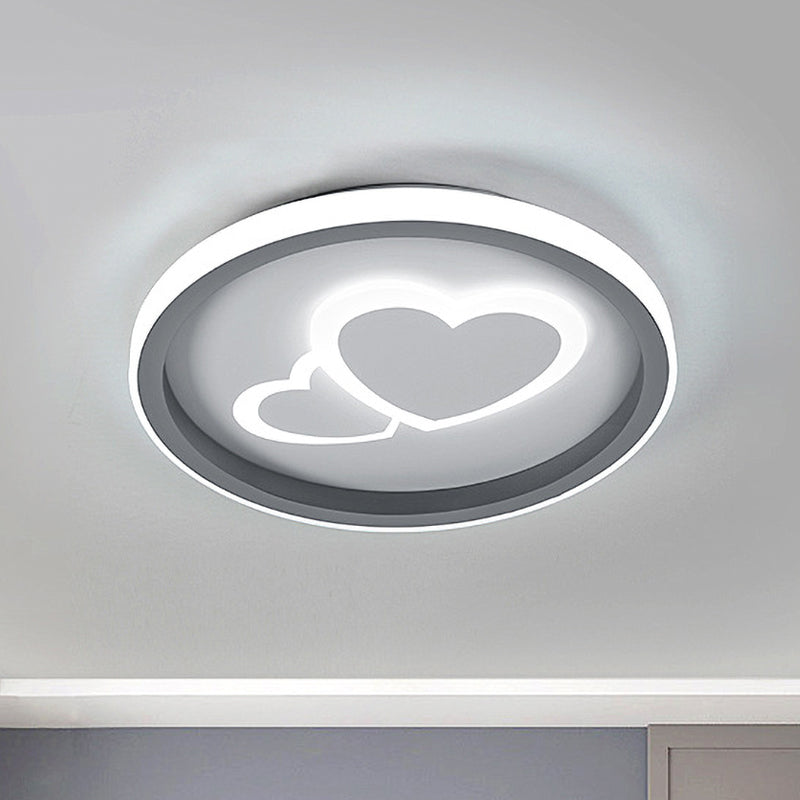 Acryl Runde/Liebende Herz Muster Flush Licht Moderne LED Grau Flush Mount Befestigung für Schlafzimmer