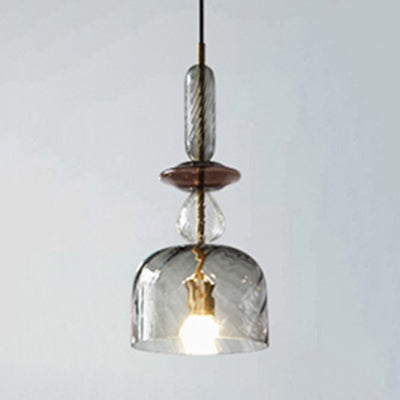 Pink/Blue/Amber Globe/Cylindrical/Dome Suspension Pendant Modernist 1 Light Smooth/Water Glass Hanging Ceiling Light