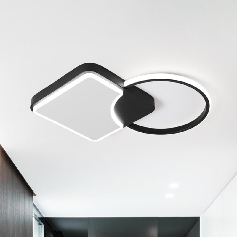 Anello e Rhombus Corridoio Flush Lighting Metallic LED Moderno Flush Montaggio Lampada Fissaggio in Nero, White / Warm Light (La personalizzazione sarà di 15 giorni)