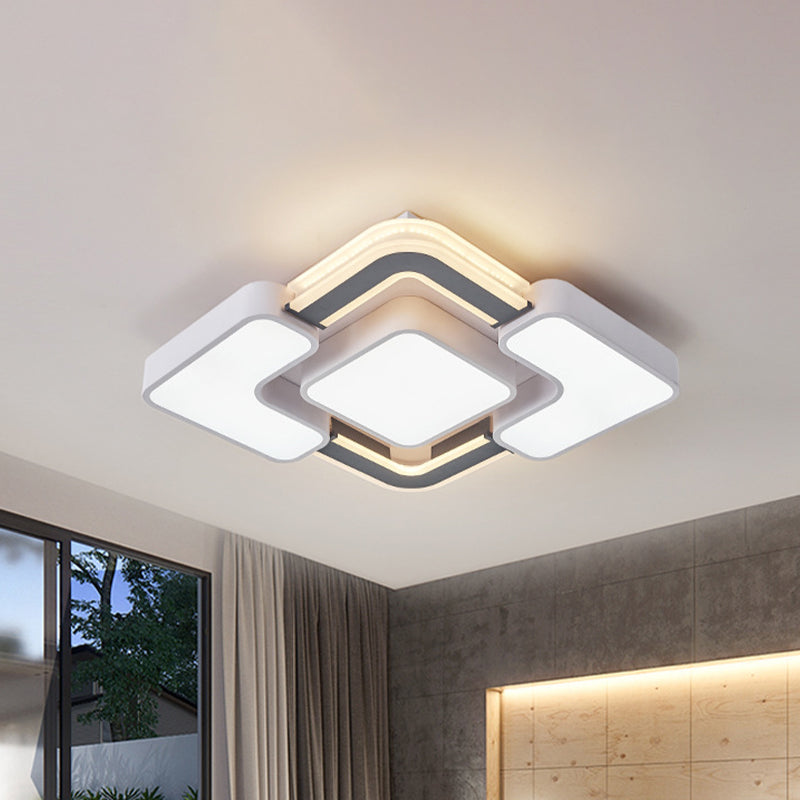 Rhombus Metallo Flush Mount Illuminazione Contemporanea LED Nero-Bianco Flush Lampada da Soffitto per Camera da letto