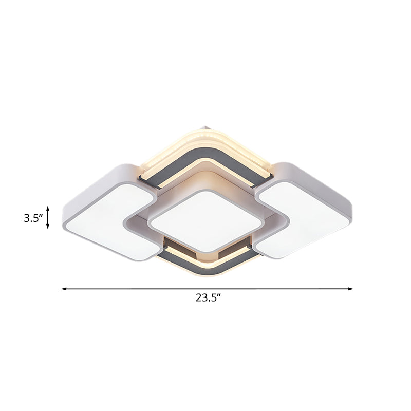 Rhombus Metallo Flush Mount Illuminazione Contemporanea LED Nero-Bianco Flush Lampada da Soffitto per Camera da letto