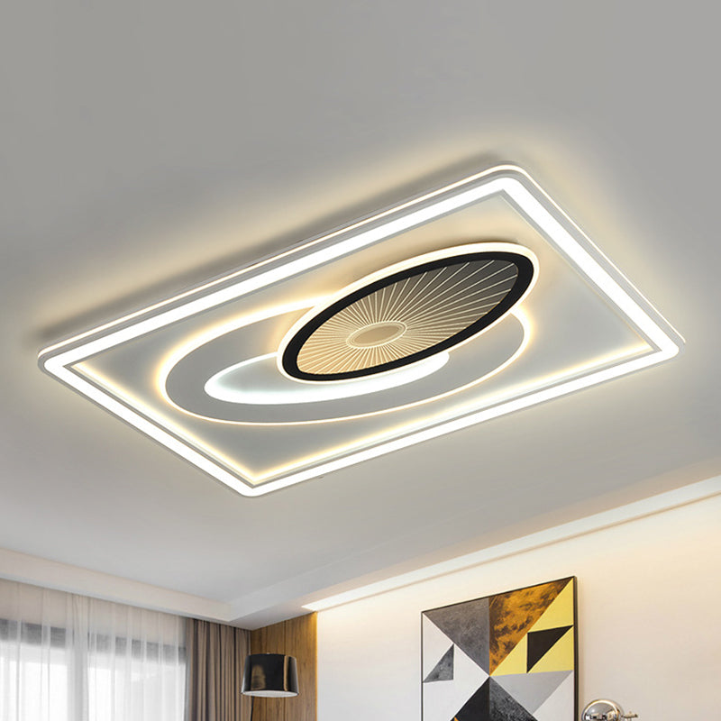 Lampada da soffitto rettangolare a incasso acrilico LED LED con dettaglio ovale in bianco e nero