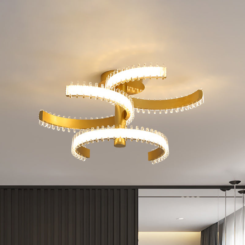 2/3 lagen C-vormige semi-spoelverlichting Eenvoudig acryl-LED-goud dicht bij plafondlamp in wit/warm licht