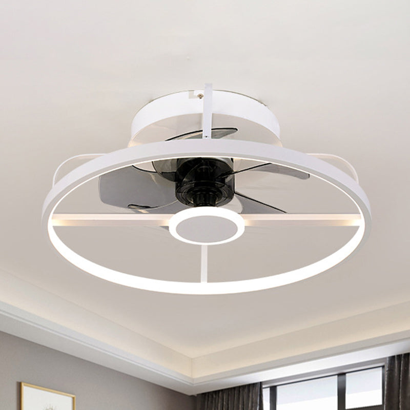 Kreis Anhänger Lüfter Licht Moderne Metall 18 "W LED White Semi Flush Mount Lampe mit 3 grauen Klingen