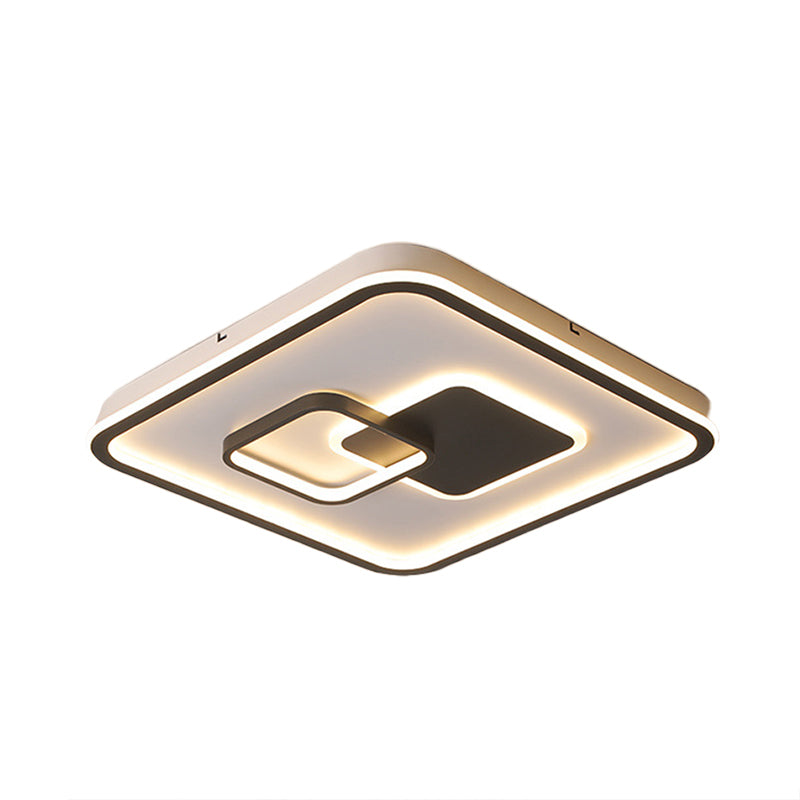 LED-Deckenleuchte für Schlafzimmer, moderne schwarze Deckenleuchte mit quadratischem Acrylschirm in weißem/warmem Licht, 16"/19,5" B