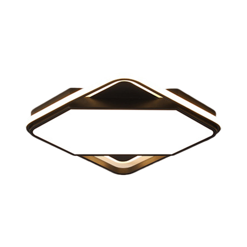 16,5 "/20.5" W Quadrato Letto Flush Montaggio Metallo LED Simplicity Flush Lamp in Black, White / Warm Light