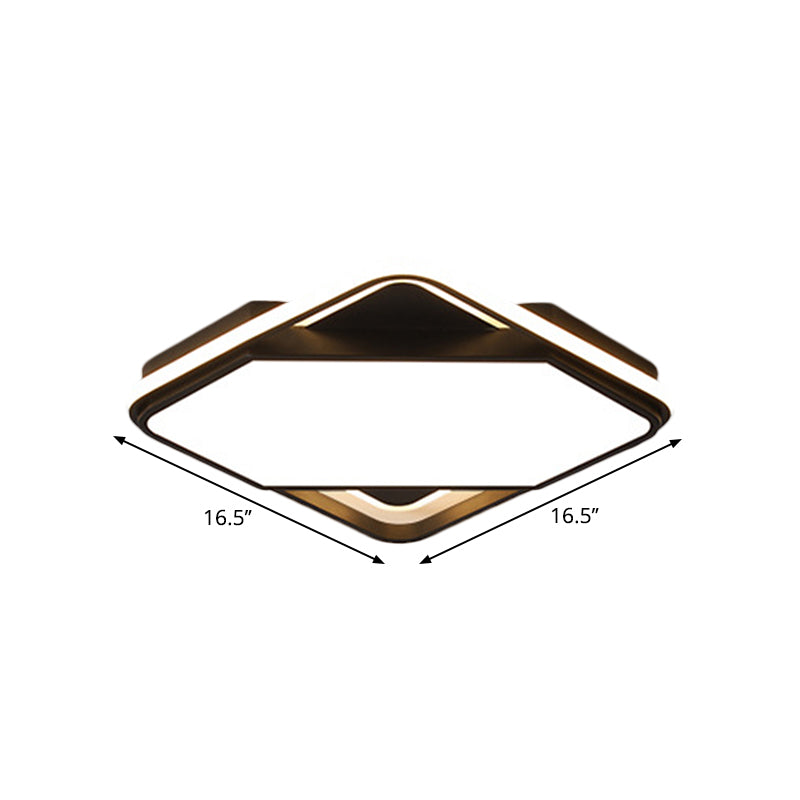 16,5 "/20.5" W Quadrato Letto Flush Montaggio Metallo LED Simplicity Flush Lamp in Black, White / Warm Light