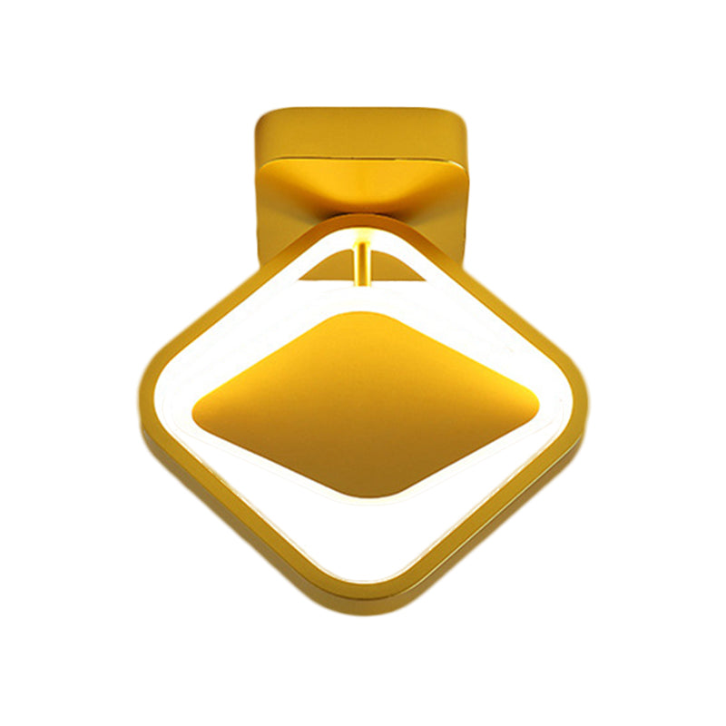 Oro Finitura Rhombus Frame Flushmount Minimal LED Metallo Flush Montato Luce in Bianco/Caldo