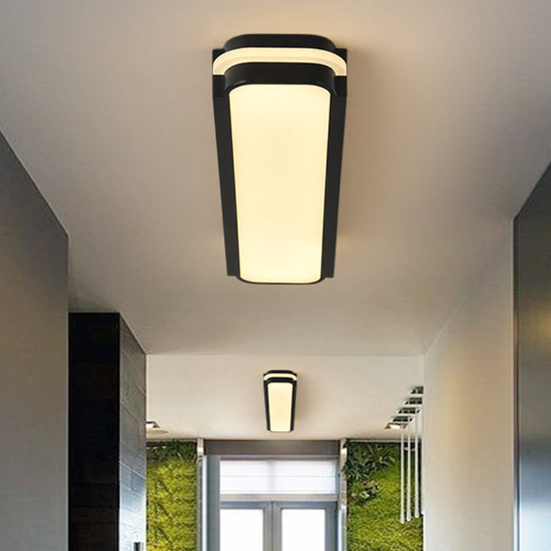Rettangolo metallico Apparecchio montato a soffitto moderno 19 "/27 "/34.5" lungo LED nero Flushmount in bianco/luce calda