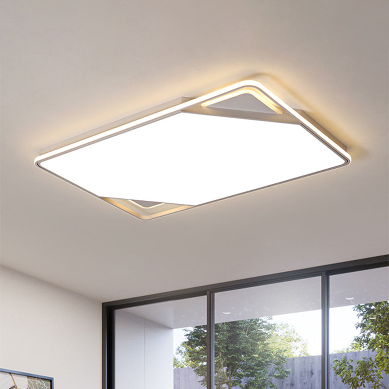 Lampada da soffitto in metallo LED rettangolare bianca da incasso Simplicity, luce bianca/calda