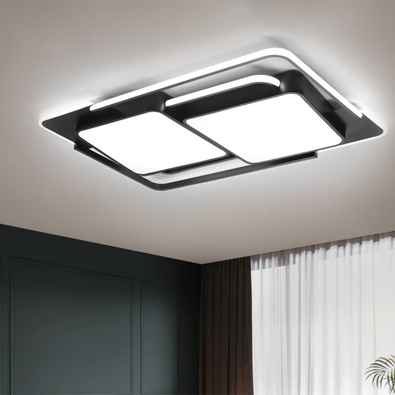Plafoniera da incasso rettangolare in metallo Lampada da incasso moderna a LED bianca/nera in luce bianca/calda per soggiorno