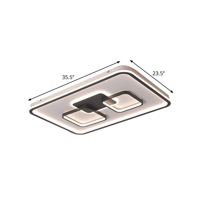 Rettangolare Flushmount Illuminazione Modernista Metallo Soggiorno LED Flush Mount in Nero, Bianco/Luce Calda