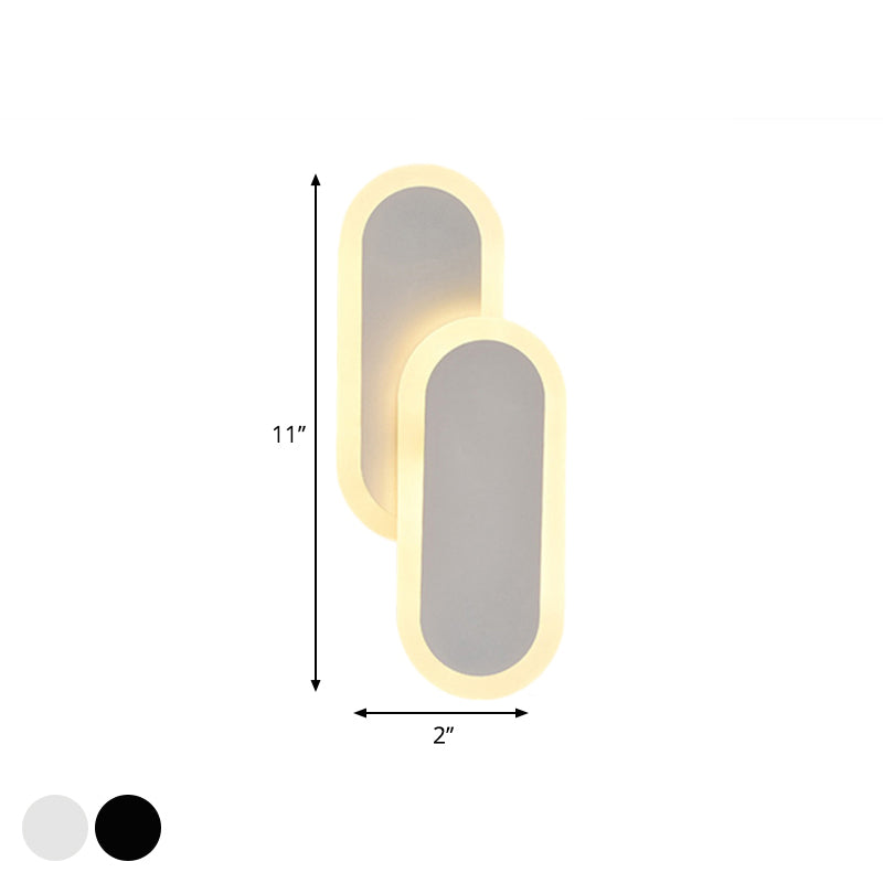 11"/14.5" H White/Black Dual Oval Sconce Modernist LED Acrylic Wall Light Fixture in White/Warm Light