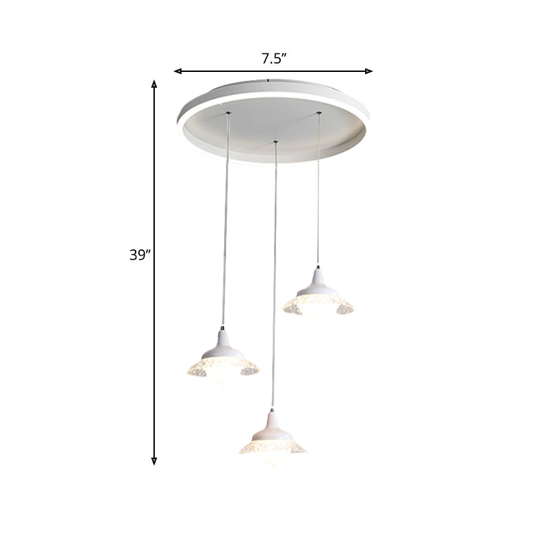 White Urn Shape Multi-Pendant Modernism 3 Lights Acrylic LED Ceiling Hang Fixture, White/Warm Light