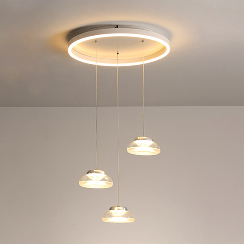 Luce a più soffitto a forma di barattolo moderno acrilico a 3 teste lampada a pendolo a LED bianco in luce bianca/calda