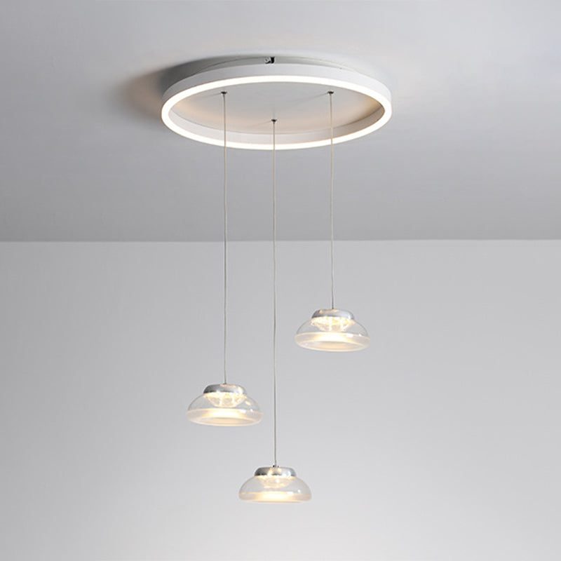 Luce a sospensione cluster ovale acrilica modernista modernista lampada a sospensione a LED bianca a 3 luci in luce bianca/calda