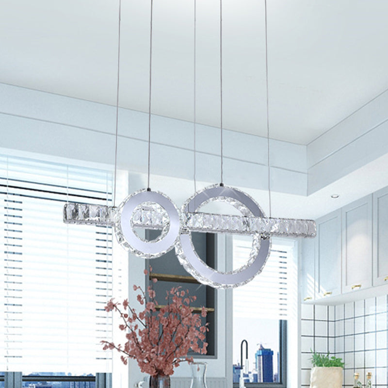 Lampada a sospensione con soffitto a LED Minimal Linear e Crystal Crystal incorporato in acciaio inossidabile