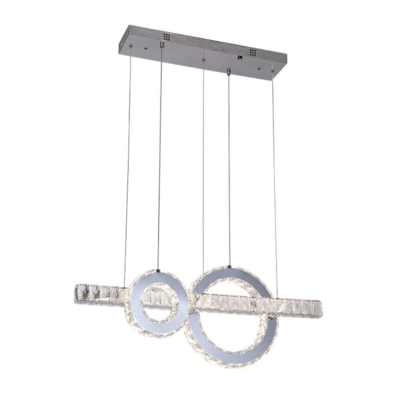 Lampada a sospensione con soffitto a LED Minimal Linear e Crystal Crystal incorporato in acciaio inossidabile