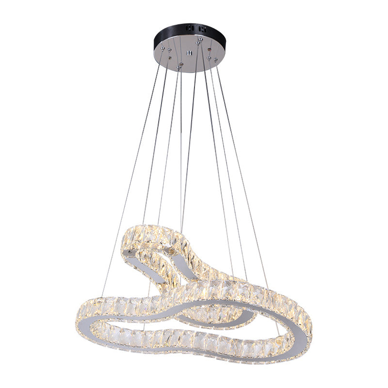 Kristal roestvrijstalen kroonluchter dubbele kalebasvormige modernistische led suspensie plafondlamp