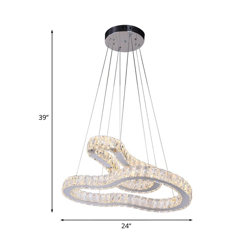 Kristal roestvrijstalen kroonluchter dubbele kalebasvormige modernistische led suspensie plafondlamp