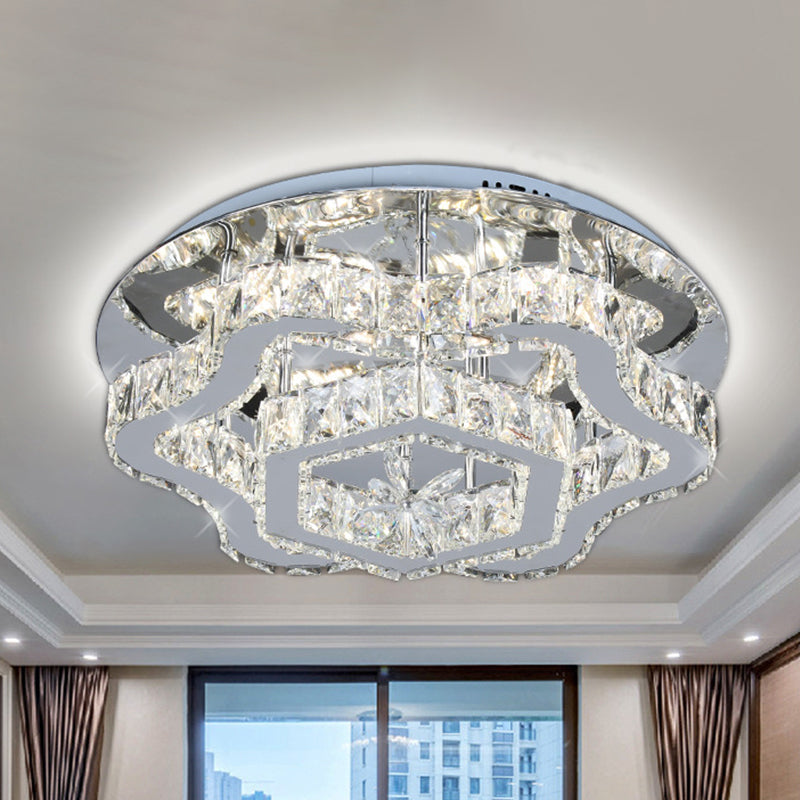 Control Crystal LED Semi Flush Flush Modernista Acero inoxidable Sala de estar de techo de techo