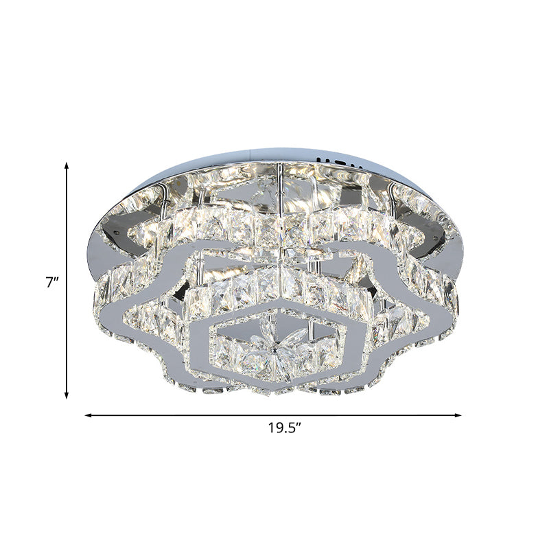 Control Crystal LED Semi Flush Flush Modernista Acero inoxidable Sala de estar de techo de techo