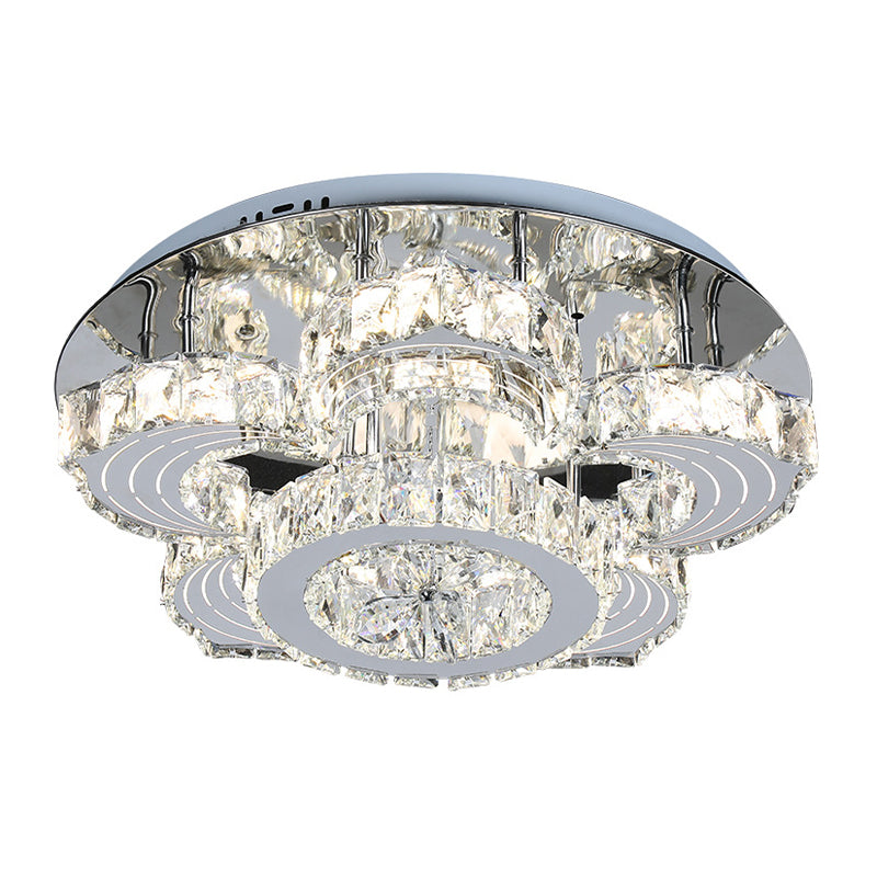LED Semi Flush Deckenleuchte moderne Blütenblütenkristall -Flushmount in Edelstahl