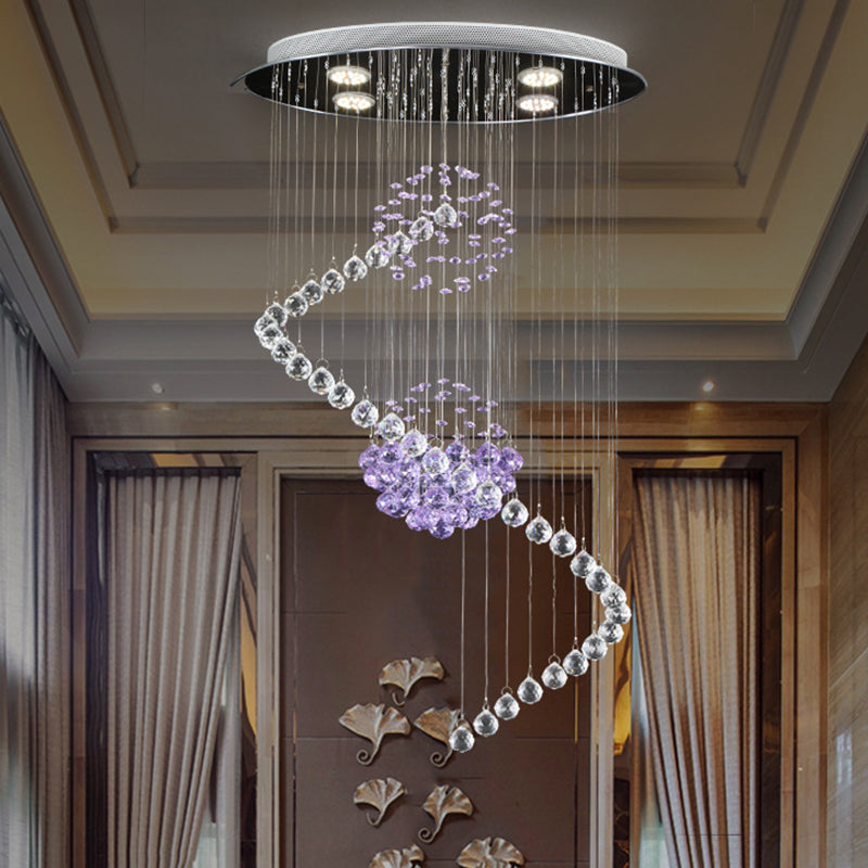 A soffitto contorto a sospensione moderna orbs a cristallo elegante elum la luce multipla