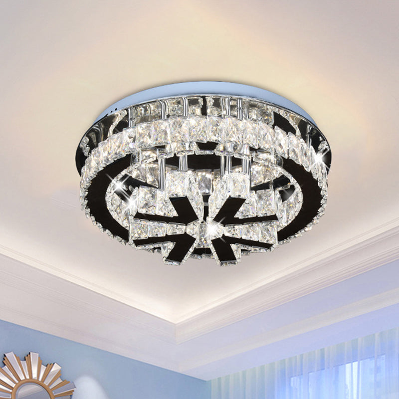 Snowflake Crystal Semi Mount Lighting Modernism Bedroom LED Ceiling Fixture in Stainless Steel